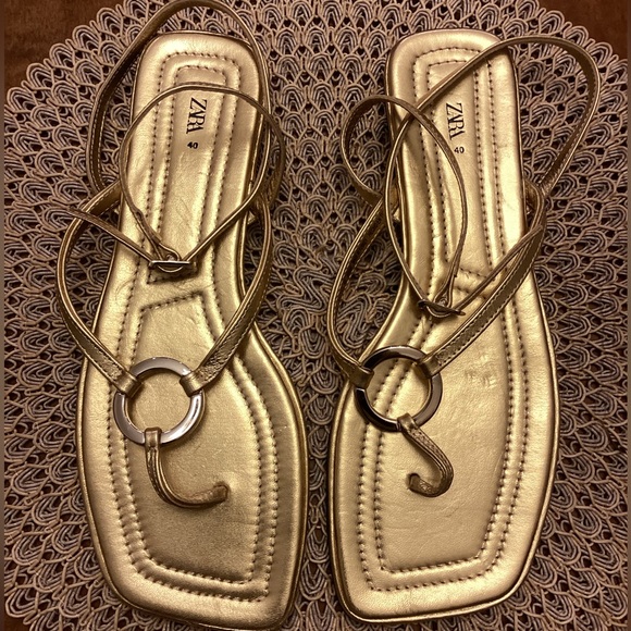 New Zara Gold Gladiator Style Sandals